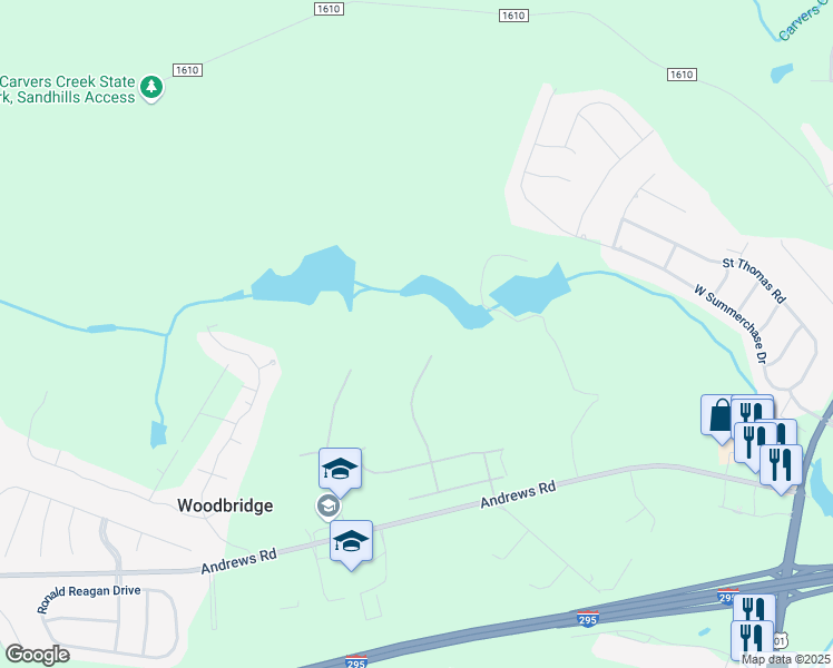 map of restaurants, bars, coffee shops, grocery stores, and more near 6370 Abercarn Way in Fayetteville
