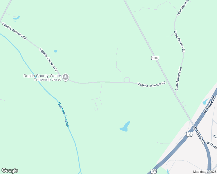 map of restaurants, bars, coffee shops, grocery stores, and more near 235 Virginia Johnson Road in Mount Olive