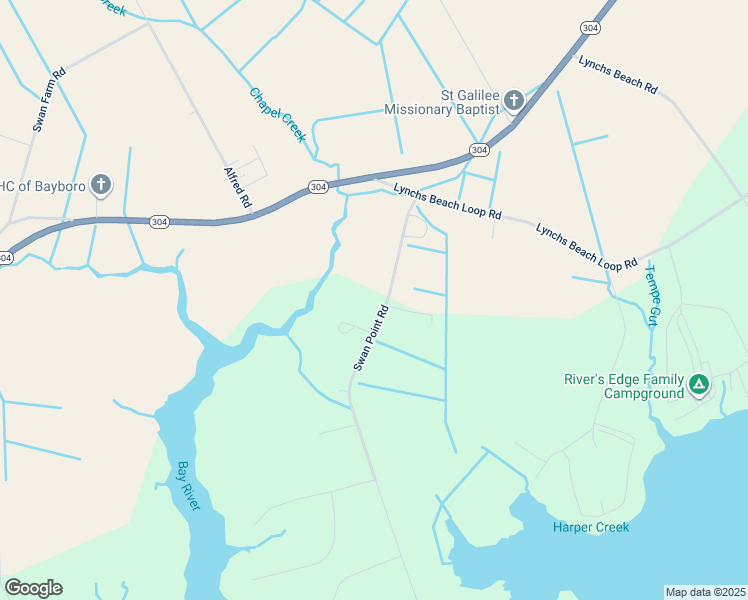 map of restaurants, bars, coffee shops, grocery stores, and more near 252 Longview Road in Bayboro