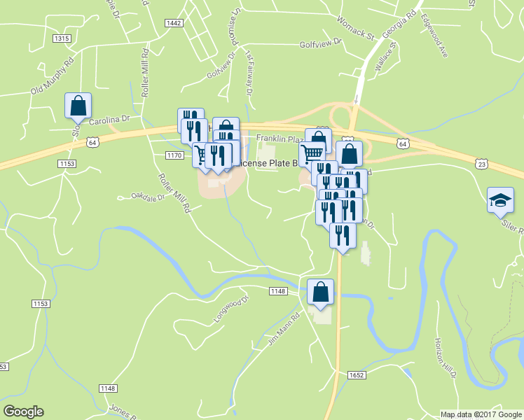 map of restaurants, bars, coffee shops, grocery stores, and more near 400 Orchard View Drive in Franklin