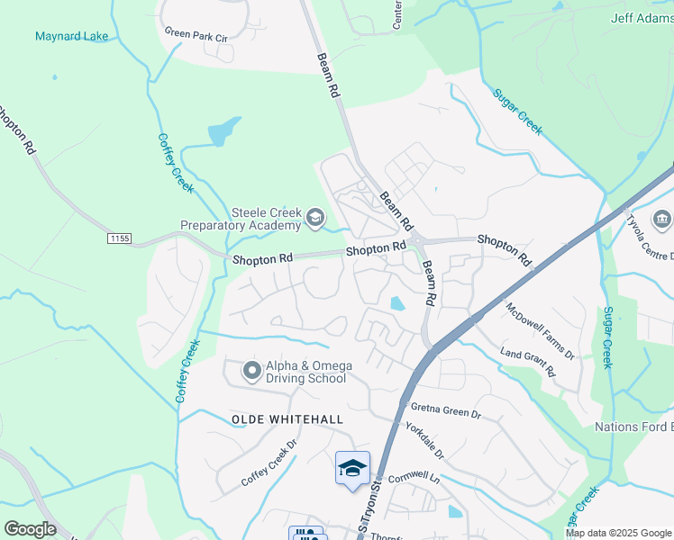 map of restaurants, bars, coffee shops, grocery stores, and more near 6916 Haines Mill Road in Charlotte