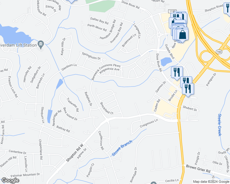 map of restaurants, bars, coffee shops, grocery stores, and more near 5902 KirkWynd Commons Drive in Charlotte