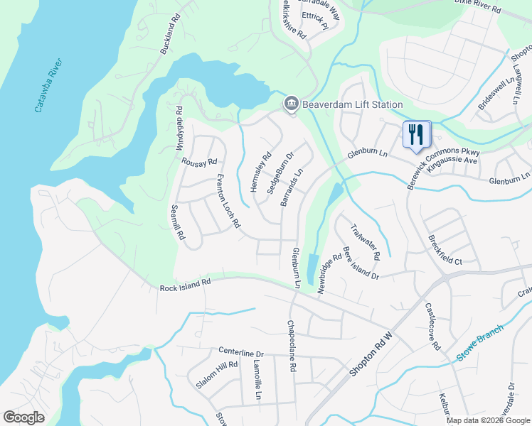 map of restaurants, bars, coffee shops, grocery stores, and more near 10132 Barrands Lane in Charlotte