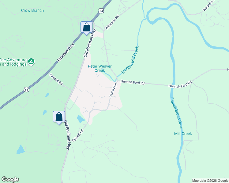 map of restaurants, bars, coffee shops, grocery stores, and more near 605 Calvert Road in Brevard