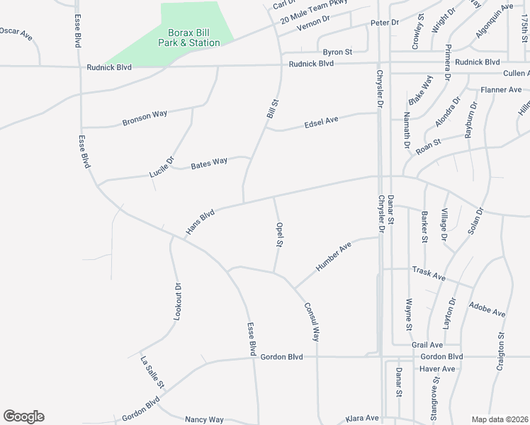 map of restaurants, bars, coffee shops, grocery stores, and more near Opel Street in California City