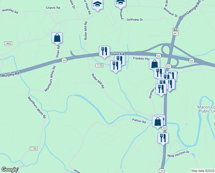 map of restaurants, bars, coffee shops, grocery stores, and more near 47 Harper Lane in Franklin