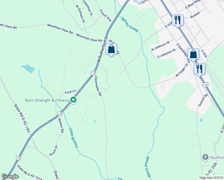 map of restaurants, bars, coffee shops, grocery stores, and more near 100 State Road S-42-1526 in Landrum