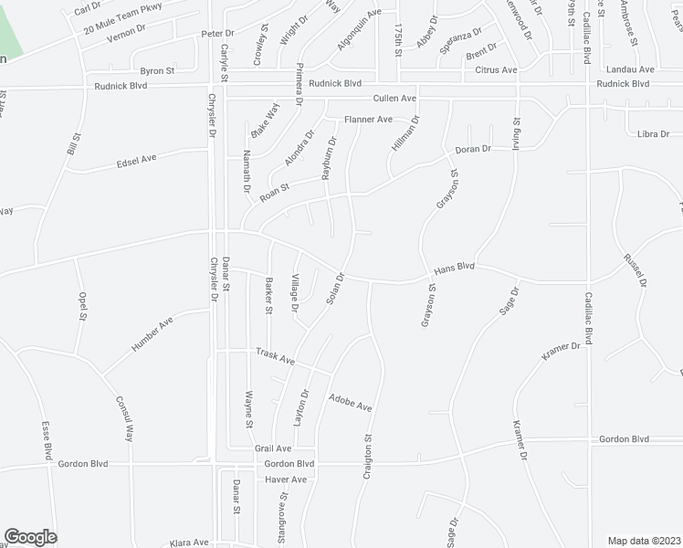 map of restaurants, bars, coffee shops, grocery stores, and more near Solan Drive in California City