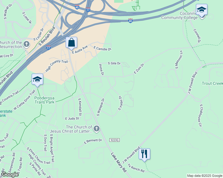 map of restaurants, bars, coffee shops, grocery stores, and more near in Flagstaff