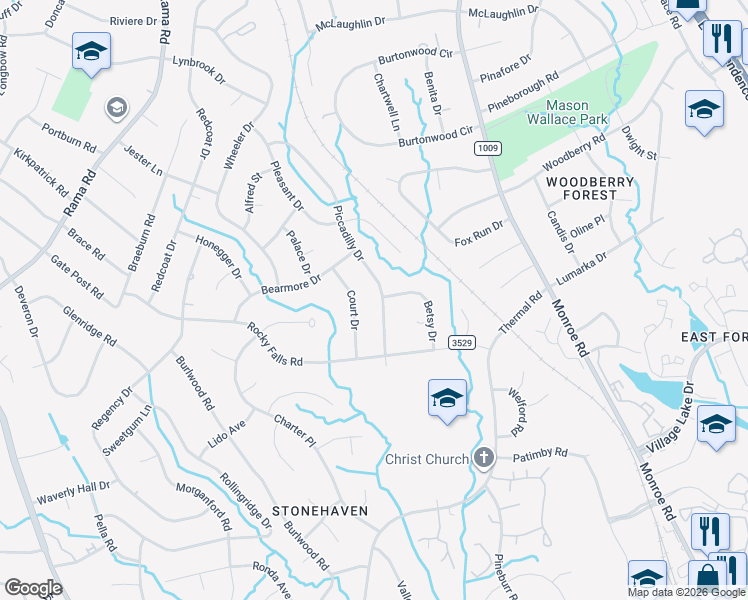 map of restaurants, bars, coffee shops, grocery stores, and more near 1357 Betsy Drive in Charlotte