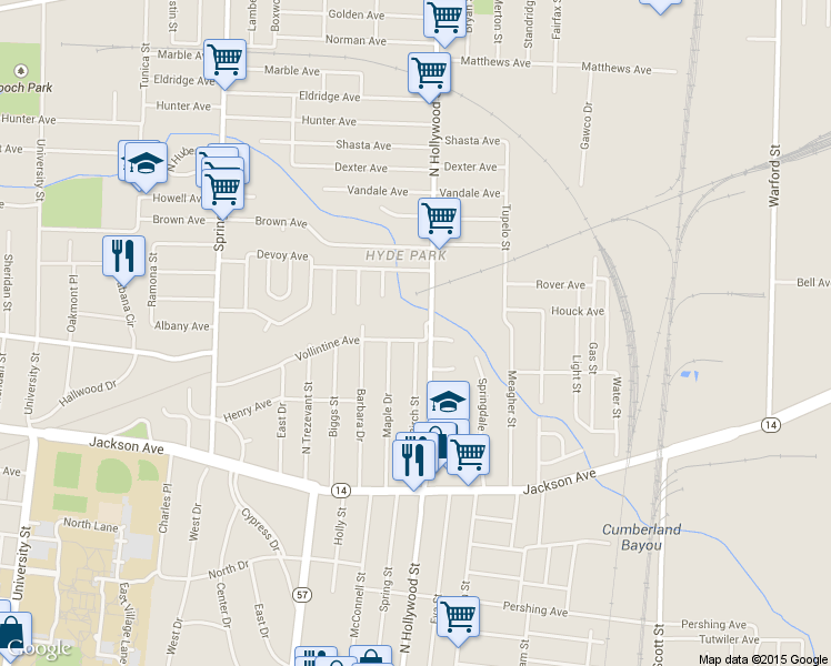 map of restaurants, bars, coffee shops, grocery stores, and more near 2440 Vollintine Avenue in Memphis