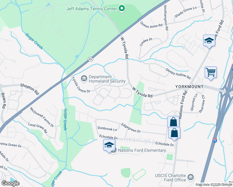 map of restaurants, bars, coffee shops, grocery stores, and more near 605 Cameron Walk Ct in Charlotte