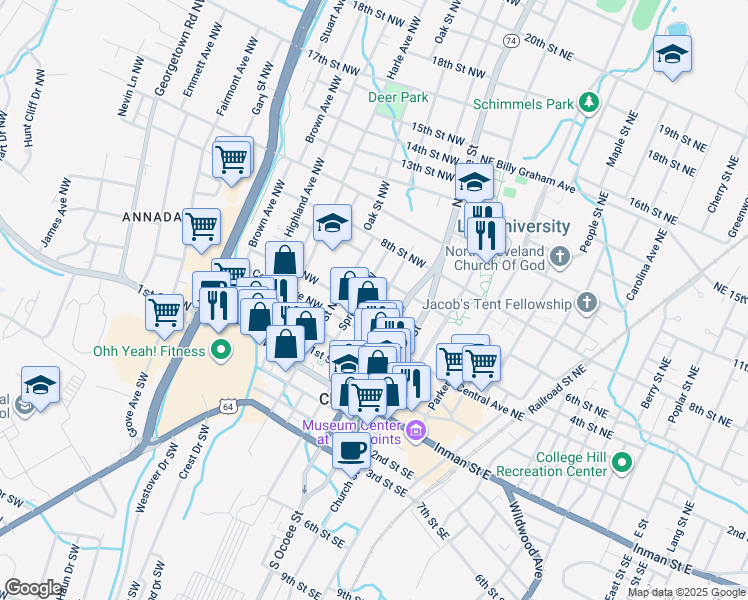 map of restaurants, bars, coffee shops, grocery stores, and more near 443 Worth Street Northwest in Cleveland