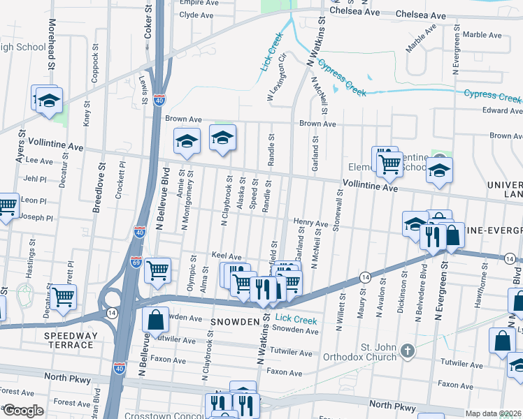 map of restaurants, bars, coffee shops, grocery stores, and more near 891 Randle Street in Memphis
