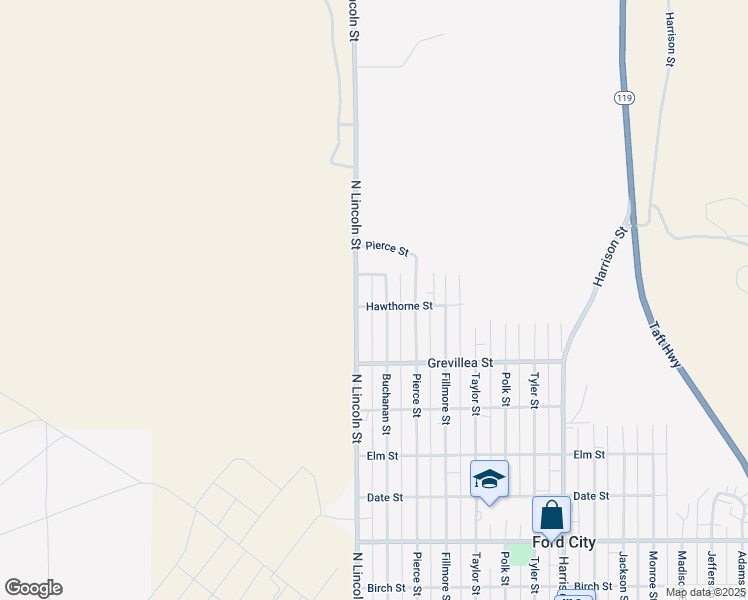 map of restaurants, bars, coffee shops, grocery stores, and more near 820 Hawthorne Street in Taft