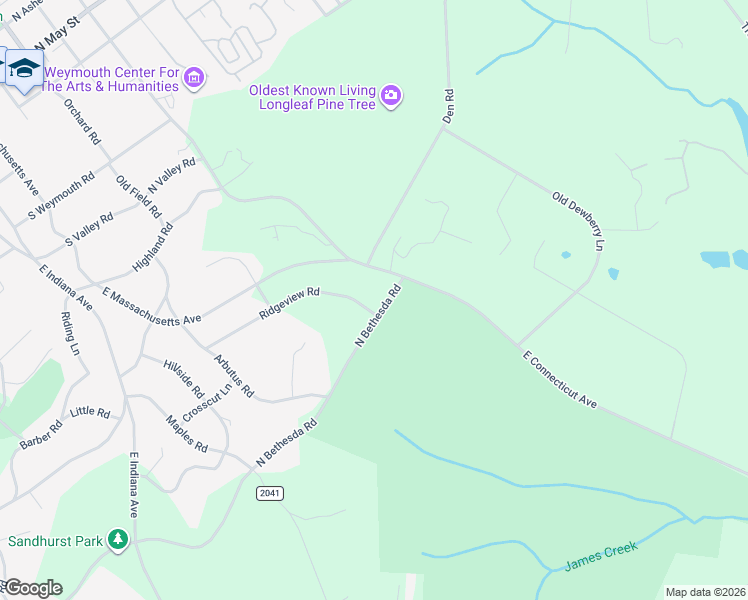 map of restaurants, bars, coffee shops, grocery stores, and more near 680 North Bethesda Road in Southern Pines
