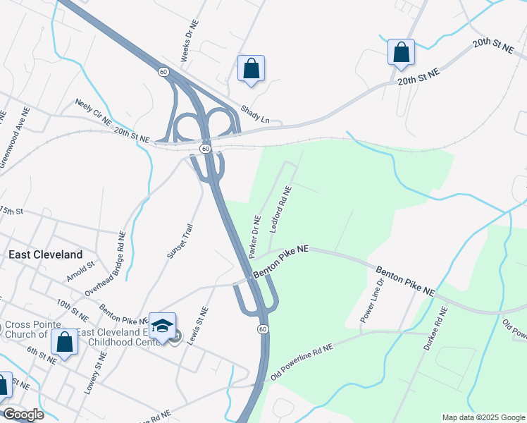 map of restaurants, bars, coffee shops, grocery stores, and more near 430 Parker Drive Northeast in Cleveland