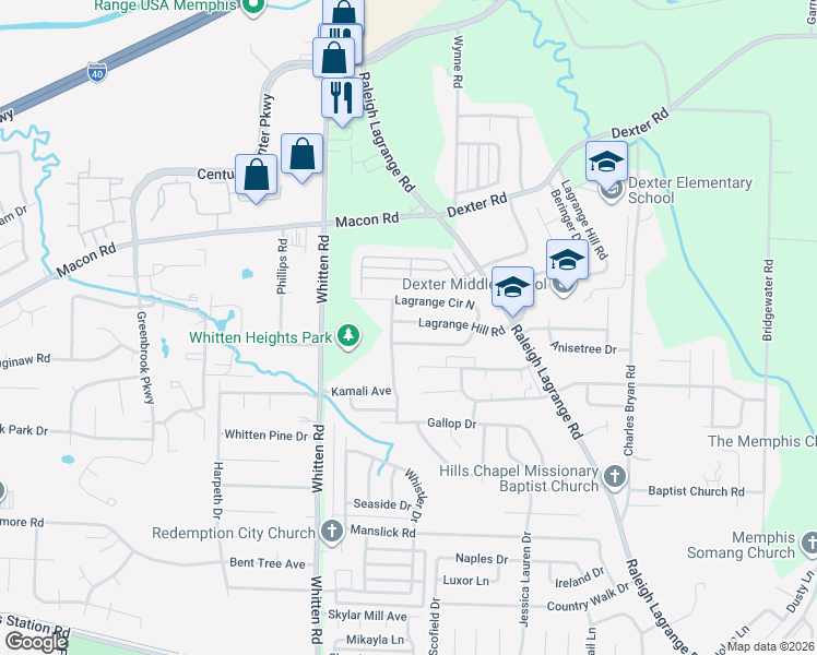 map of restaurants, bars, coffee shops, grocery stores, and more near 6877 Lagrange Hill Road in Shelby County