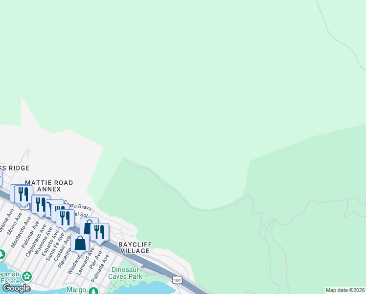 map of restaurants, bars, coffee shops, grocery stores, and more near Unnamed Road in Pismo Beach