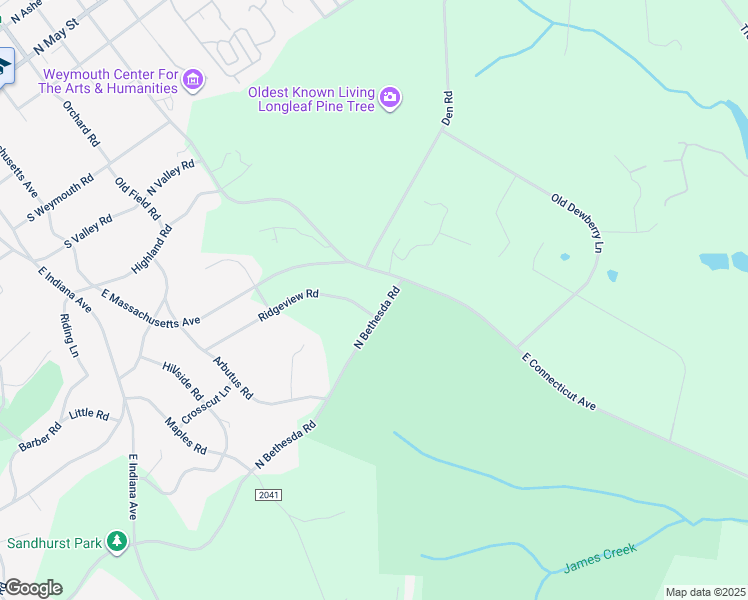 map of restaurants, bars, coffee shops, grocery stores, and more near 680 North Bethesda Road in Southern Pines