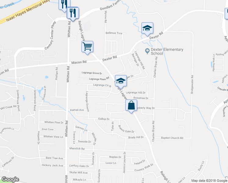map of restaurants, bars, coffee shops, grocery stores, and more near 6970 Lagrange Hill Road in Shelby County