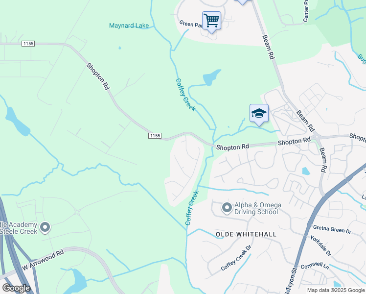 map of restaurants, bars, coffee shops, grocery stores, and more near 6901 Ayrshire Glen Place in Charlotte