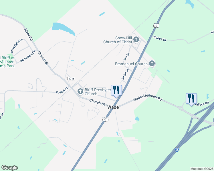 map of restaurants, bars, coffee shops, grocery stores, and more near 4061 Lodge St in Wade