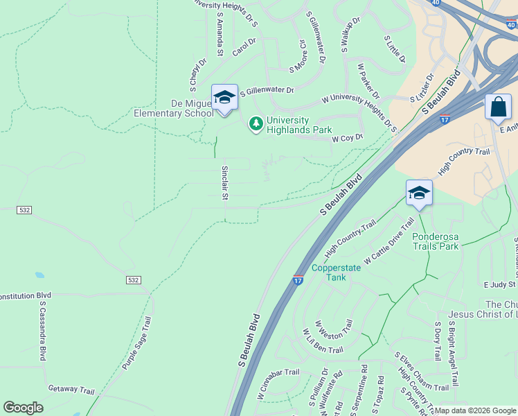 map of restaurants, bars, coffee shops, grocery stores, and more near 1375 Mountain Dell Road in Flagstaff