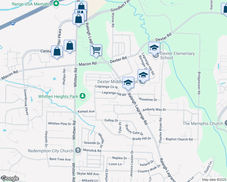 map of restaurants, bars, coffee shops, grocery stores, and more near 6936 Lagrange Hill Road in Shelby County