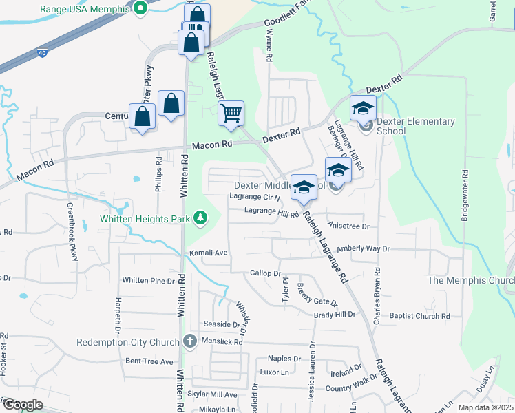 map of restaurants, bars, coffee shops, grocery stores, and more near 6925 Lagrange Hill Road in Shelby County