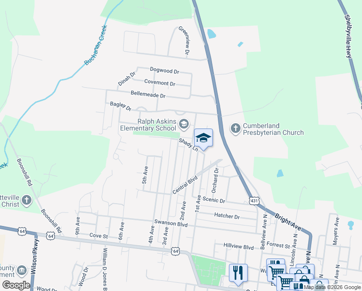 map of restaurants, bars, coffee shops, grocery stores, and more near 913 3rd Avenue in Fayetteville