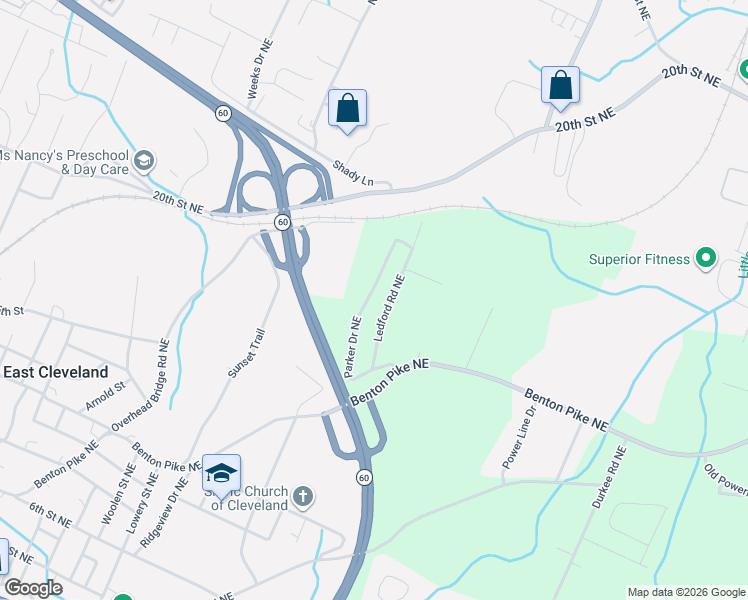 map of restaurants, bars, coffee shops, grocery stores, and more near 430 Parker Drive Northeast in Cleveland