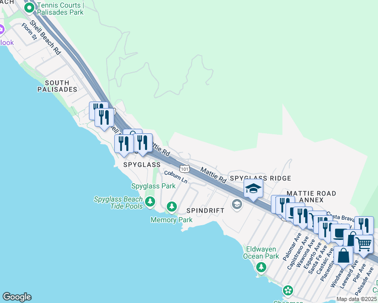 map of restaurants, bars, coffee shops, grocery stores, and more near 106 Calle Corea in Pismo Beach