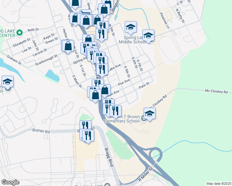 map of restaurants, bars, coffee shops, grocery stores, and more near 310 Wilson Avenue in Spring Lake