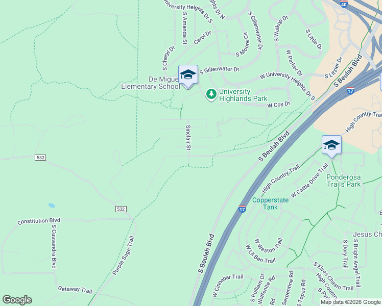 map of restaurants, bars, coffee shops, grocery stores, and more near 1375 Mount Dell Road in Flagstaff