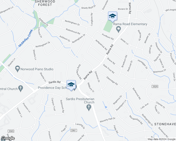 map of restaurants, bars, coffee shops, grocery stores, and more near 5910 Grosner Place in Charlotte