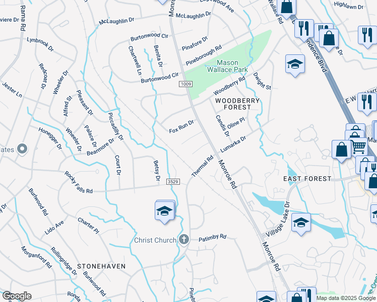 map of restaurants, bars, coffee shops, grocery stores, and more near 1400 Jodhpur Court in Charlotte