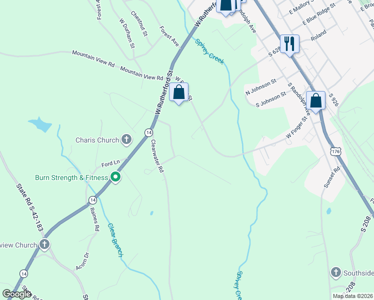 map of restaurants, bars, coffee shops, grocery stores, and more near 101-103 State Road S-42-1526 in Landrum