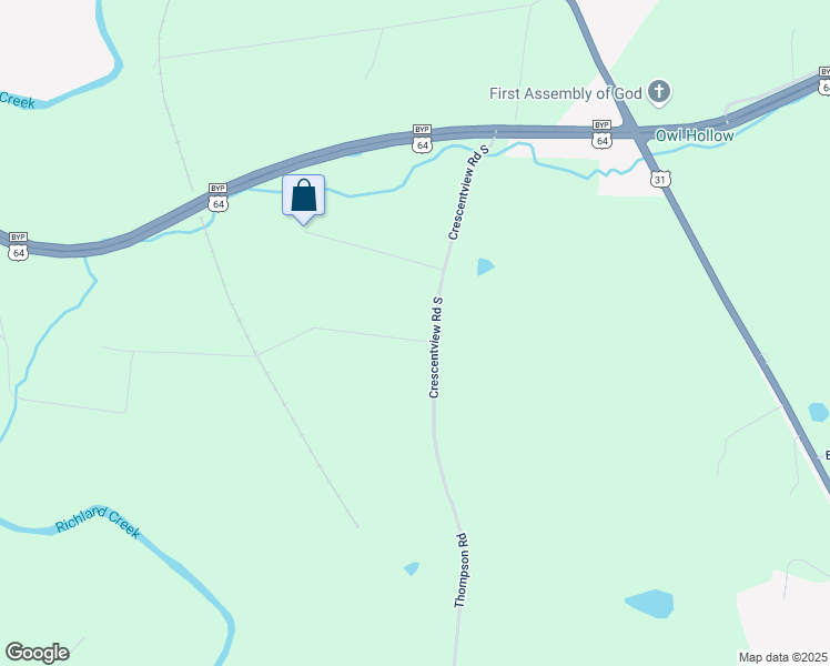 map of restaurants, bars, coffee shops, grocery stores, and more near 2020 Crescentview Road South in Pulaski
