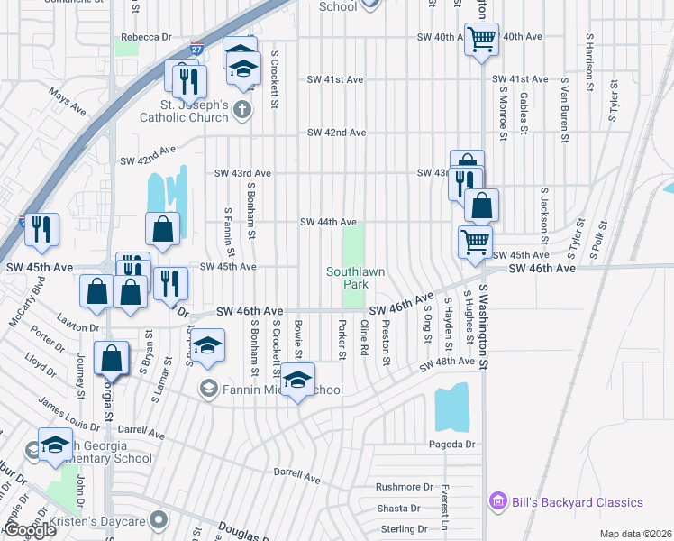 map of restaurants, bars, coffee shops, grocery stores, and more near 4435 South Travis Street in Amarillo