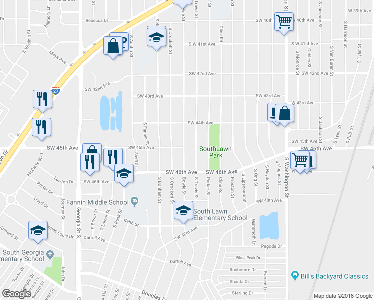 map of restaurants, bars, coffee shops, grocery stores, and more near 4425 Bowie Street in Amarillo