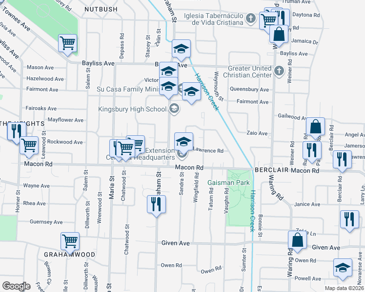map of restaurants, bars, coffee shops, grocery stores, and more near 1179 Wingfield Road in Memphis