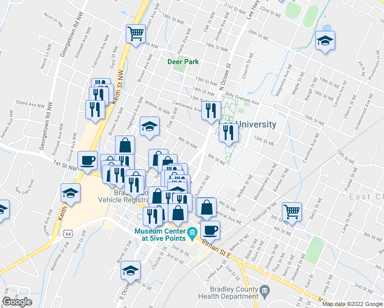 map of restaurants, bars, coffee shops, grocery stores, and more near 795 Worth Street Northwest in Cleveland