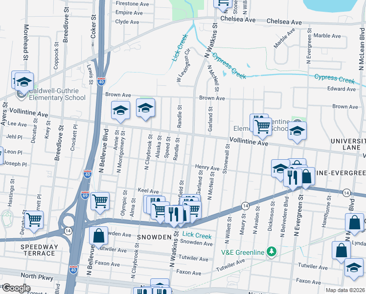 map of restaurants, bars, coffee shops, grocery stores, and more near 1355 Vollintine Avenue in Memphis