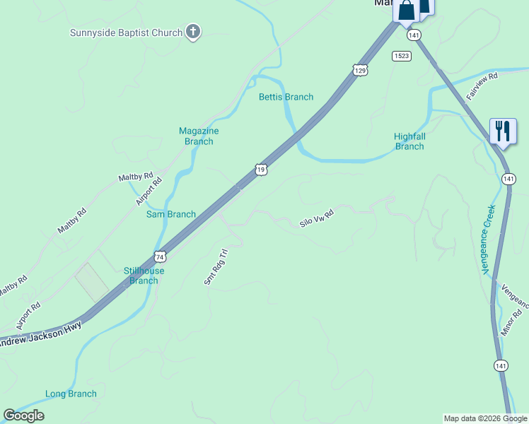 map of restaurants, bars, coffee shops, grocery stores, and more near 114 Buttercup Trail in Marble