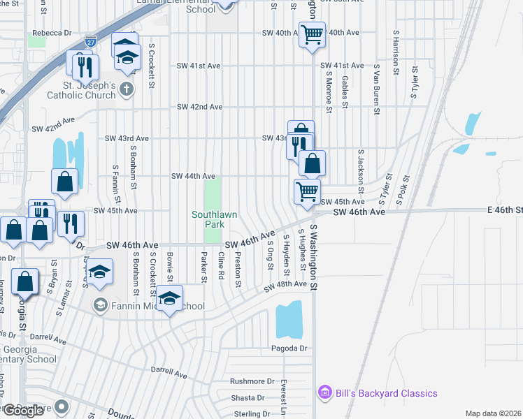 map of restaurants, bars, coffee shops, grocery stores, and more near 4410 South Hayden Street in Amarillo