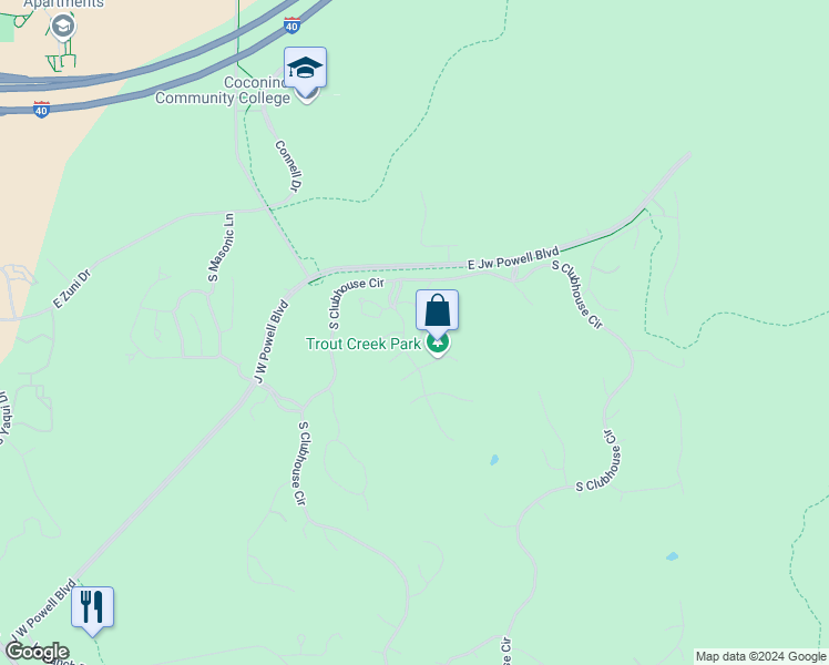 map of restaurants, bars, coffee shops, grocery stores, and more near 1711 Singletree Court in Flagstaff