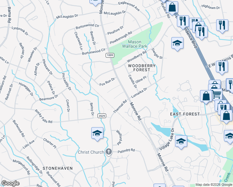 map of restaurants, bars, coffee shops, grocery stores, and more near 1421 Painter Place in Charlotte