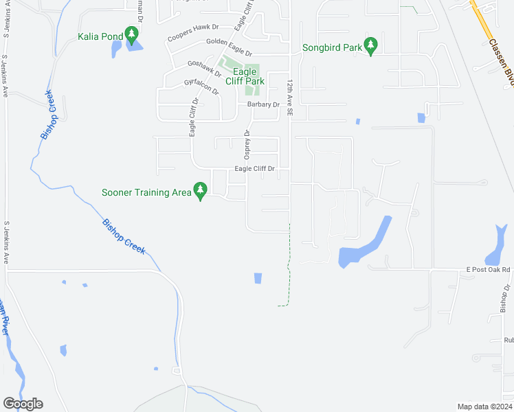 map of restaurants, bars, coffee shops, grocery stores, and more near 1107 Prairie Dunes Court in Norman