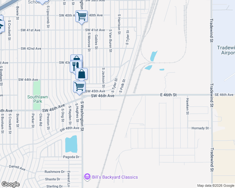 map of restaurants, bars, coffee shops, grocery stores, and more near 4361 South Tyler Street in Amarillo